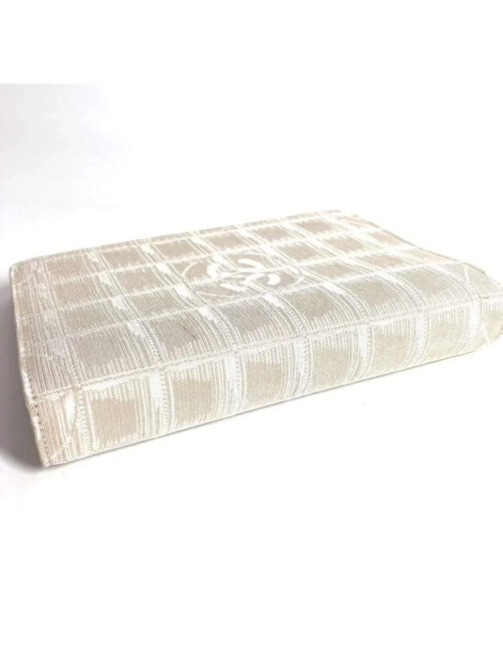 Chanel Notebook Cover Logo Nylon Canvas Beige